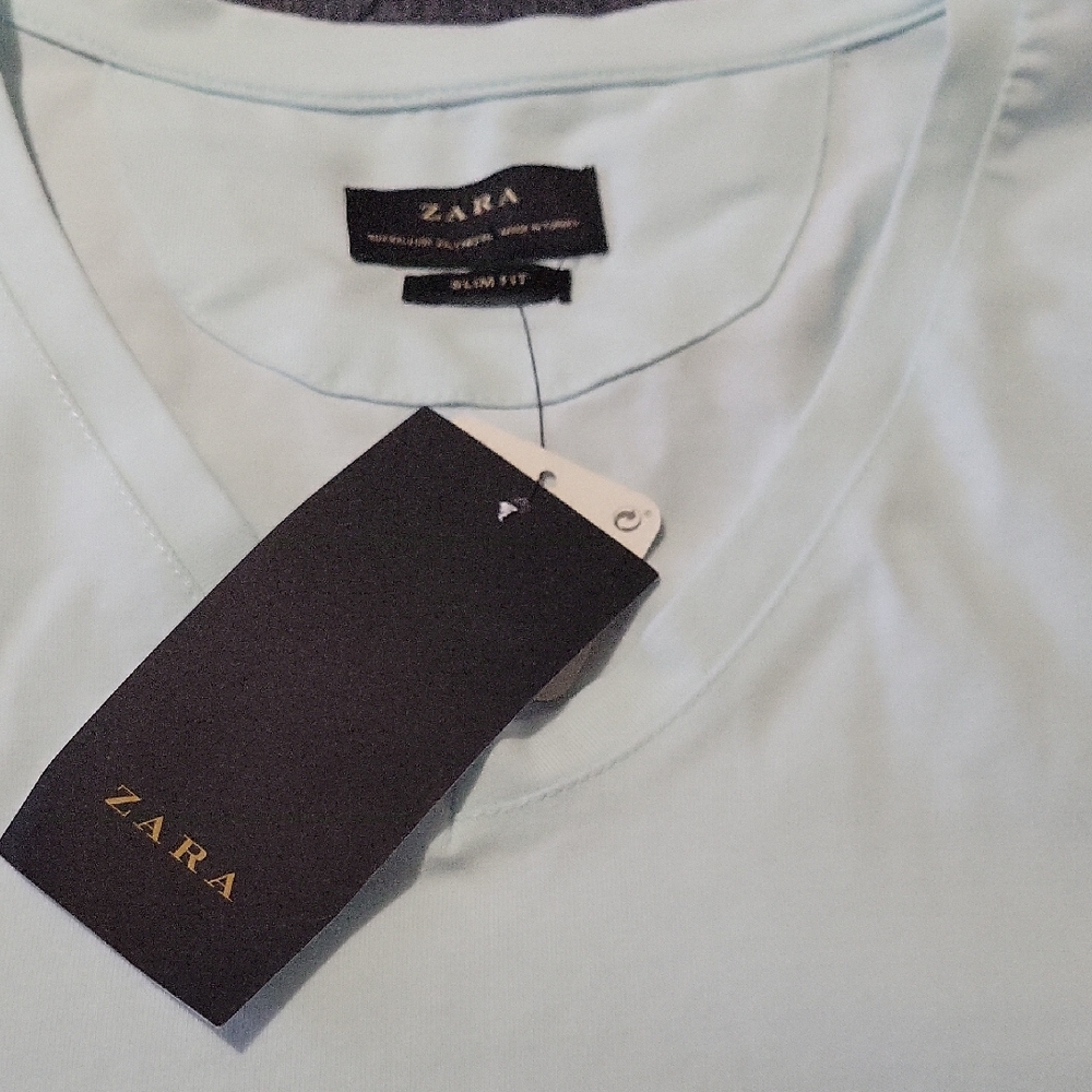 Zara Men's Light Blue Shirt